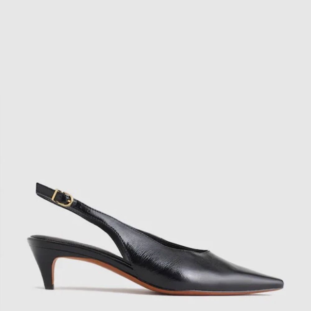 Madewell The Emilie Slingback Pump in True Black Leather Size 8 NWOB